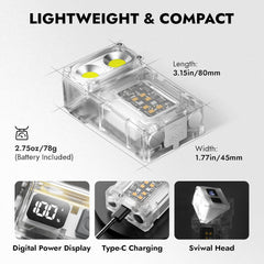 DC08 Swivial LED Flashlight Rechargeable, 800 Lumens Mini Work Lihgt, Small EDC Flashlight Clip On with Back Clip, Magnetic Flashlight, for Emergency, Walk Dog, Working, Hiking, Camping