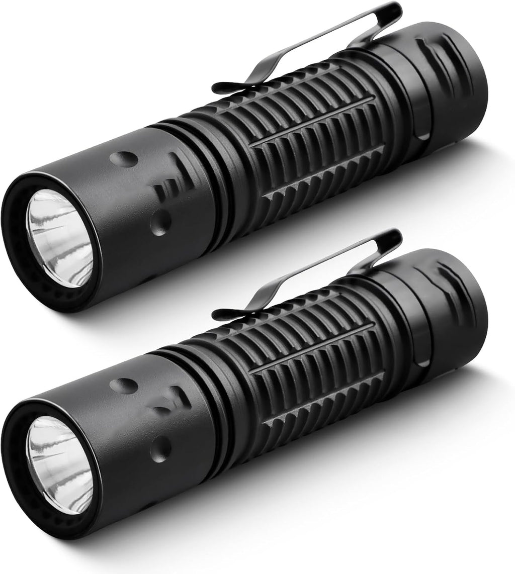 A700 Tactical Flashlight 2 Pack, Rechargeable 700 Lumens LED Flashlight, Tail Switch Design, Aluminum Alloy Body, Water-Resistant Compact Work Flashlight for Maintenance and Emergency Use