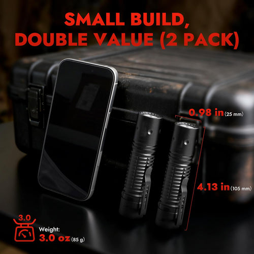 A700 Tactical Flashlight 2 Pack, Rechargeable 700 Lumens LED Flashlight, Tail Switch Design, Aluminum Alloy Body, Water-Resistant Compact Work Flashlight for Maintenance and Emergency Use