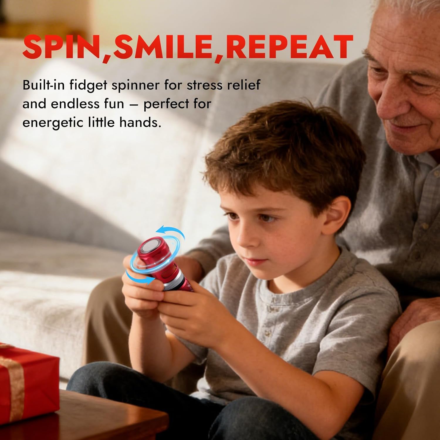 Mini Spinning Flashlight – USB-C Rechargeable Aluminum Alloy Pocket Flashlight with Magnetic Base, 5 Light Modes, EDC Light for Dog Walking, Camping & Everyday Carry