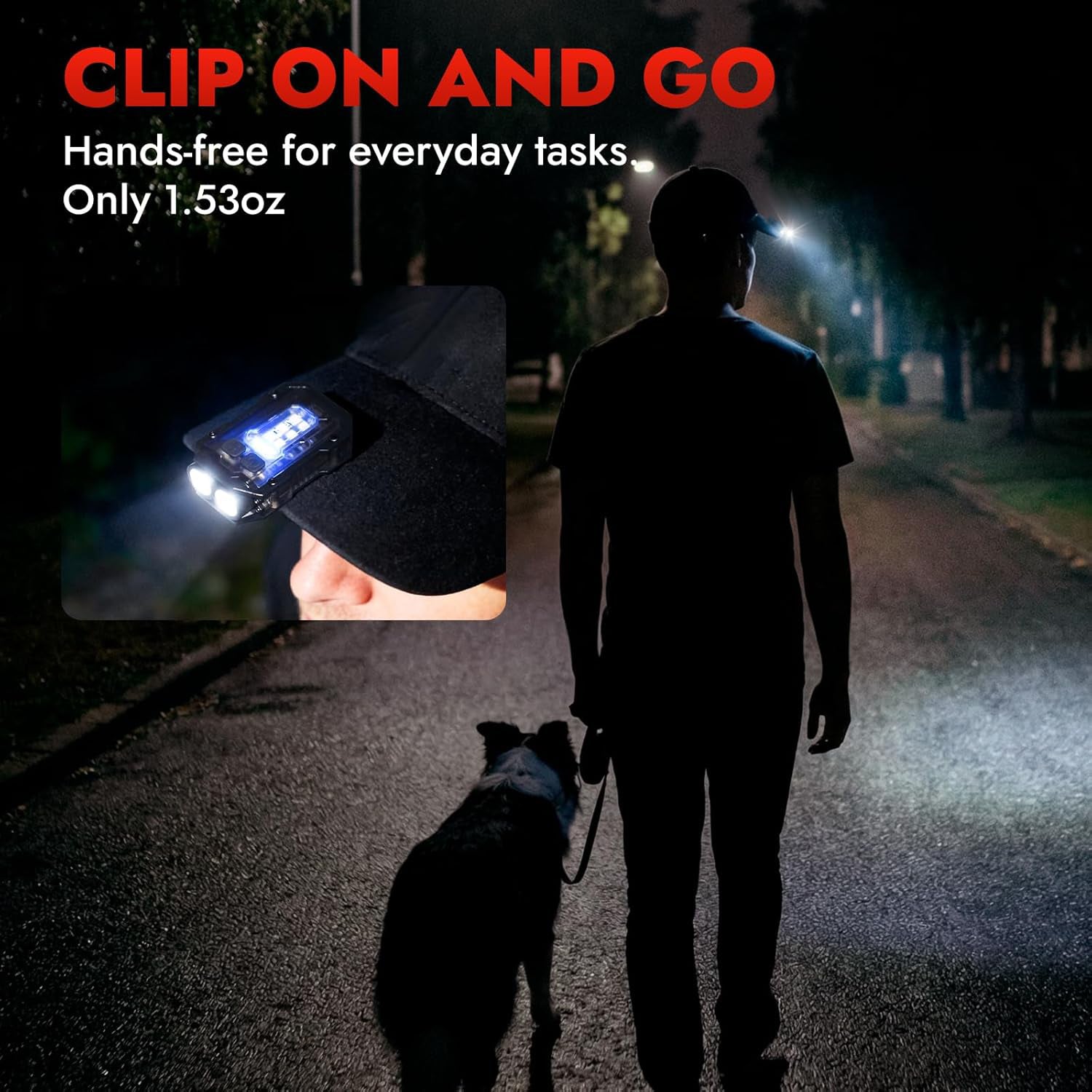 Mini Keychain Flashlight 300 Lumens, 2-Pack – Rechargeable Magnetic EDC Cap Light, Clip-On Pocket Light with COB Wide Beam for Work, Camping, Dog Walking