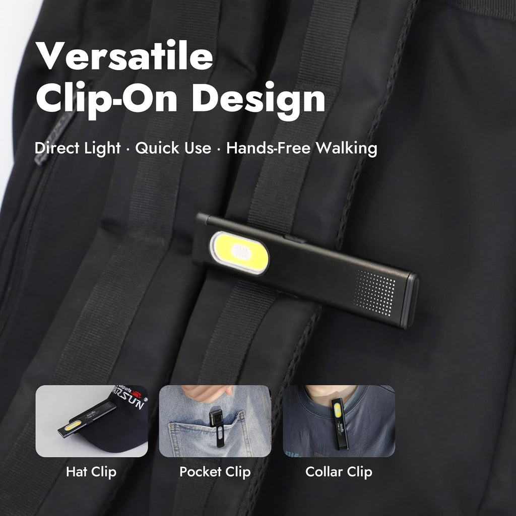 T7 Rechargeable EDC Flashlight, Slim Pocket Flashlight with Clip & Magnetic Base, Portable LED Light for Everyday Carry, Night Walking, Car Repair & Emergency