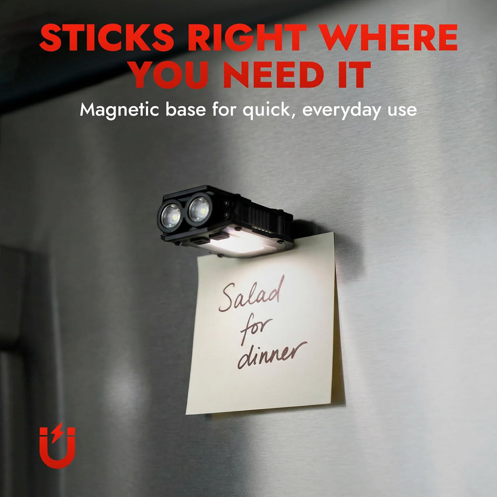 Mini Keychain Flashlight 300 Lumens, 2-Pack – Rechargeable Magnetic EDC Cap Light, Clip-On Pocket Light with COB Wide Beam for Work, Camping, Dog Walking