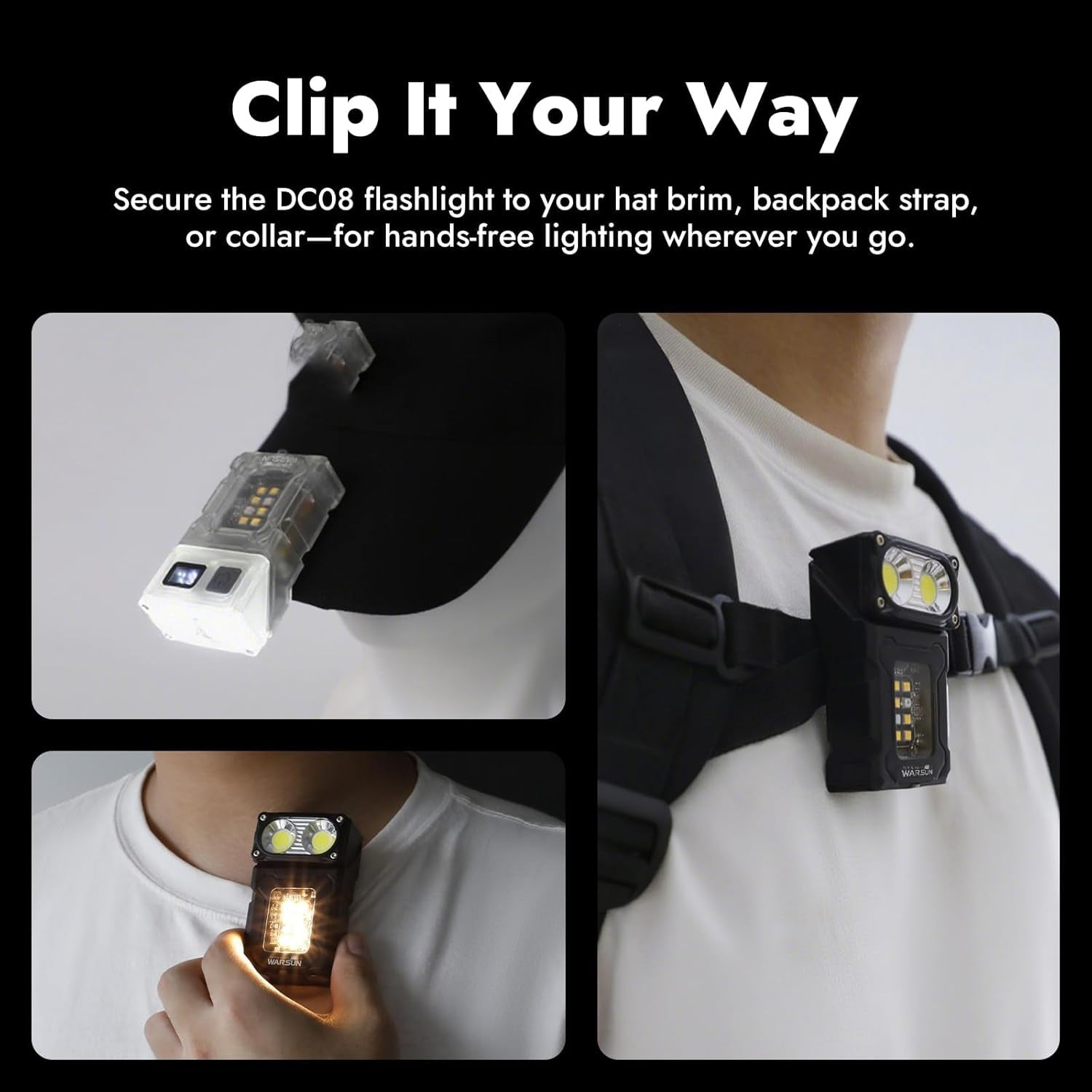 DC08 Swivial LED Flashlight Rechargeable, 800 Lumens Mini Work Lihgt, Small EDC Flashlight Clip On with Back Clip, Magnetic Flashlight, for Emergency, Walk Dog, Working, Hiking, Camping