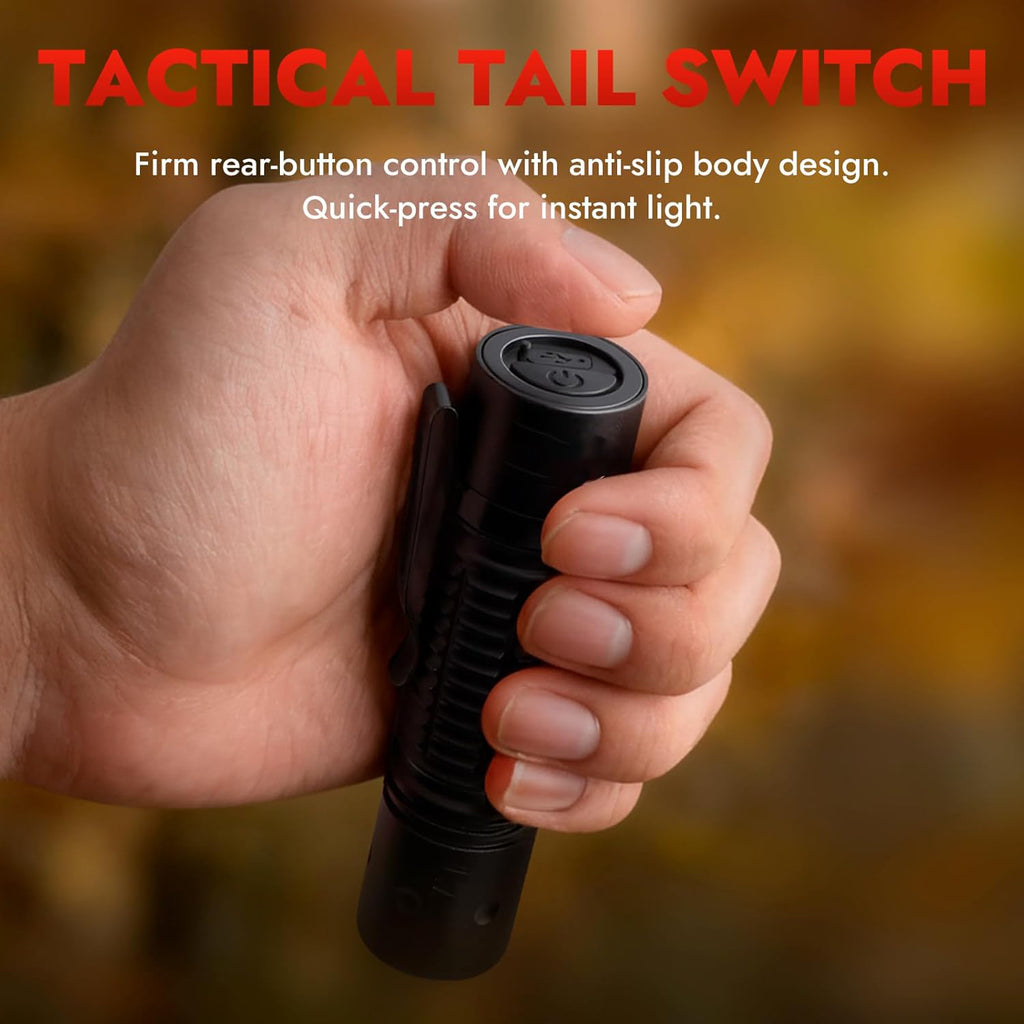 A700 Tactical Flashlight 2 Pack, Rechargeable 700 Lumens LED Flashlight, Tail Switch Design, Aluminum Alloy Body, Water-Resistant Compact Work Flashlight for Maintenance and Emergency Use